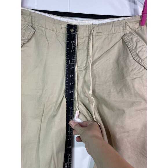 Abercrombie & Fitch Pants Womens Medium Baggy Beige Pants Ankle Ties Y2K - Picture 11 of 12